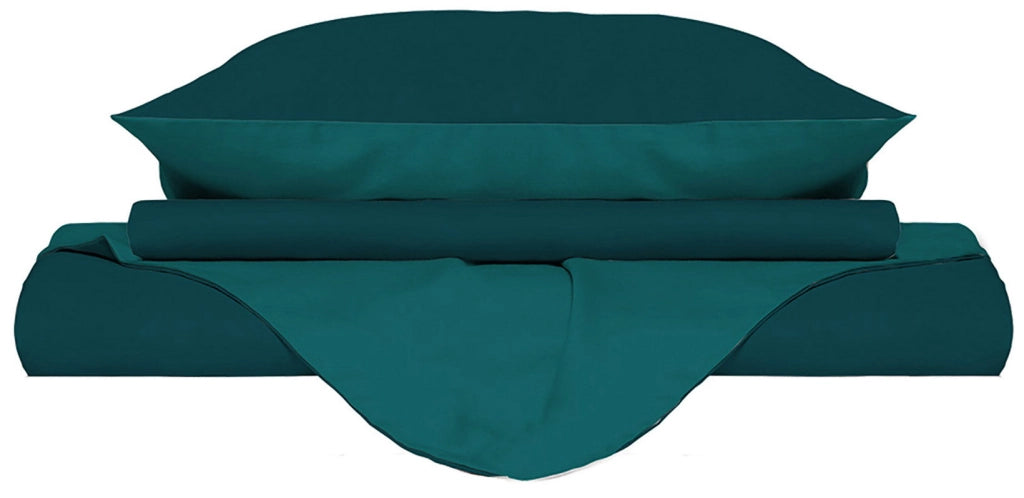 Copripiumino con Sacco e Federe Doubleface Verde Petrolio/Verde Bottiglia Singolo