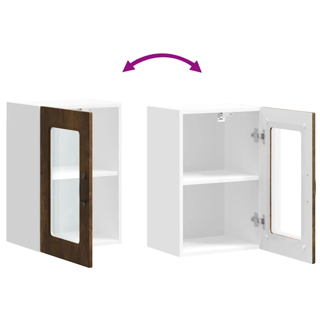 vidaXL Pensile da Cucina con Porta in Vetro Kalmar Rovere Fumo