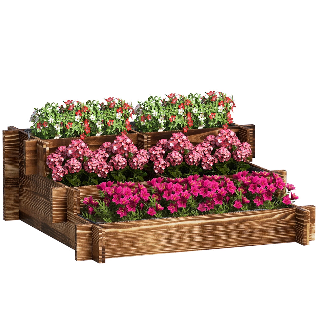 Fioriera a 3 Livelli Giardino ¨C Minimal ¨C 93x93x35 cm Carbonizzato
