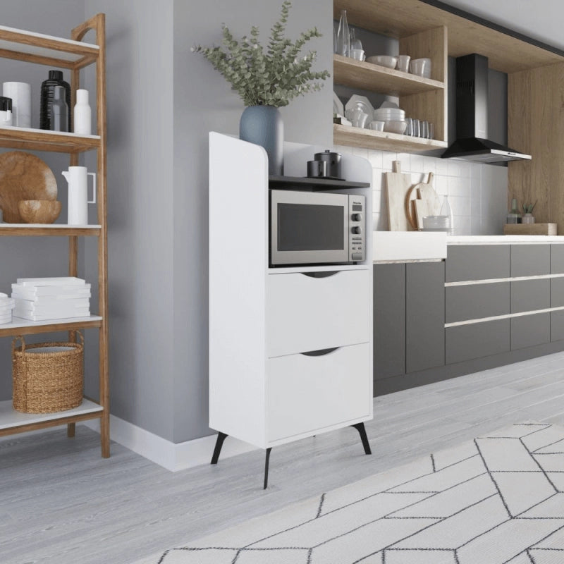 Mobile multiuso Gorki con cassetti bianco e ripiano retro grey EFFEZ