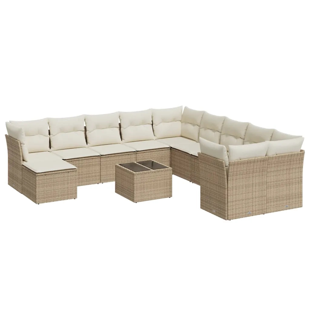 Set Divani da Giardino 12 pz con Cuscini Beige in Polyrattan 3218618