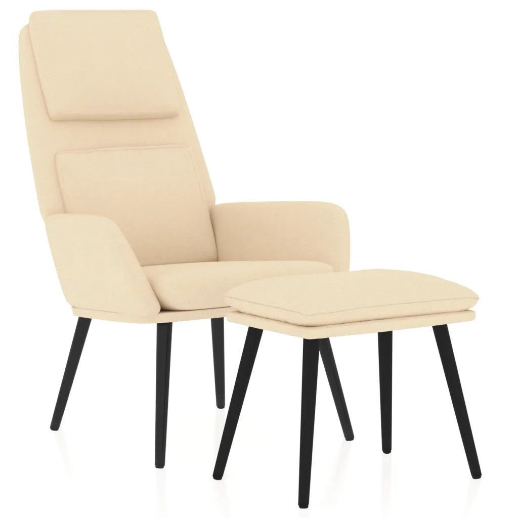 Poltrona Relax con Poggiapiedi Crema in Tessuto cod mxl 14399