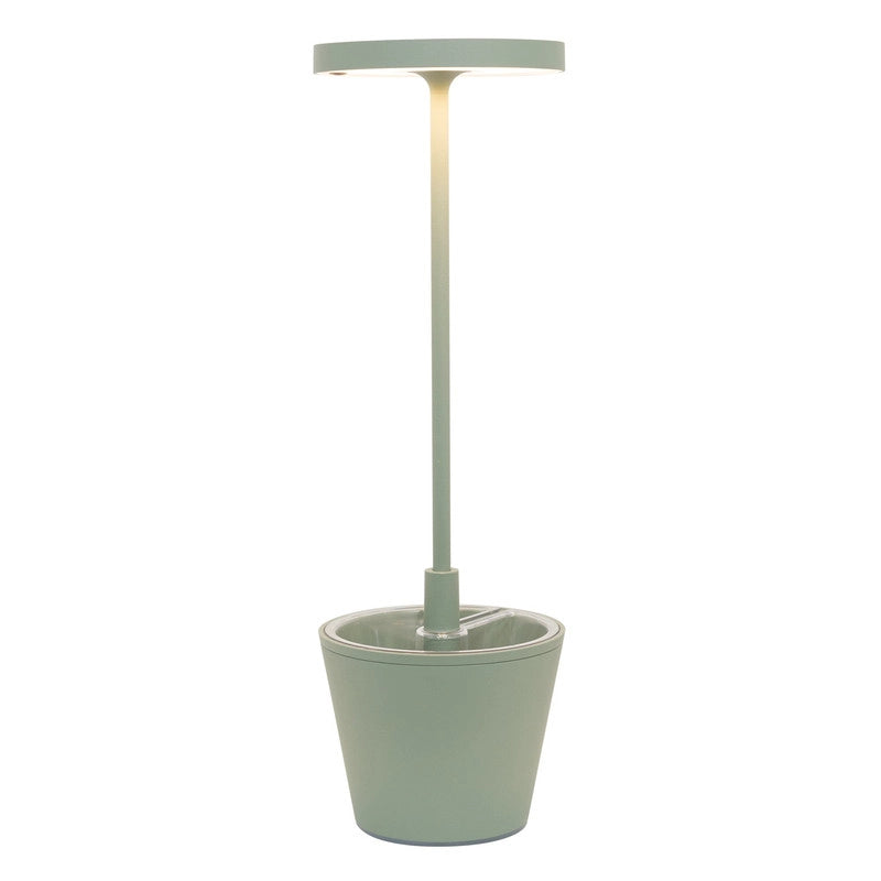 Lampada a led da tavolo Poldina Reverso Verde Salvia ricaricabile e dimmerabile con batteria fino a 12 ore. Da esterno IP65