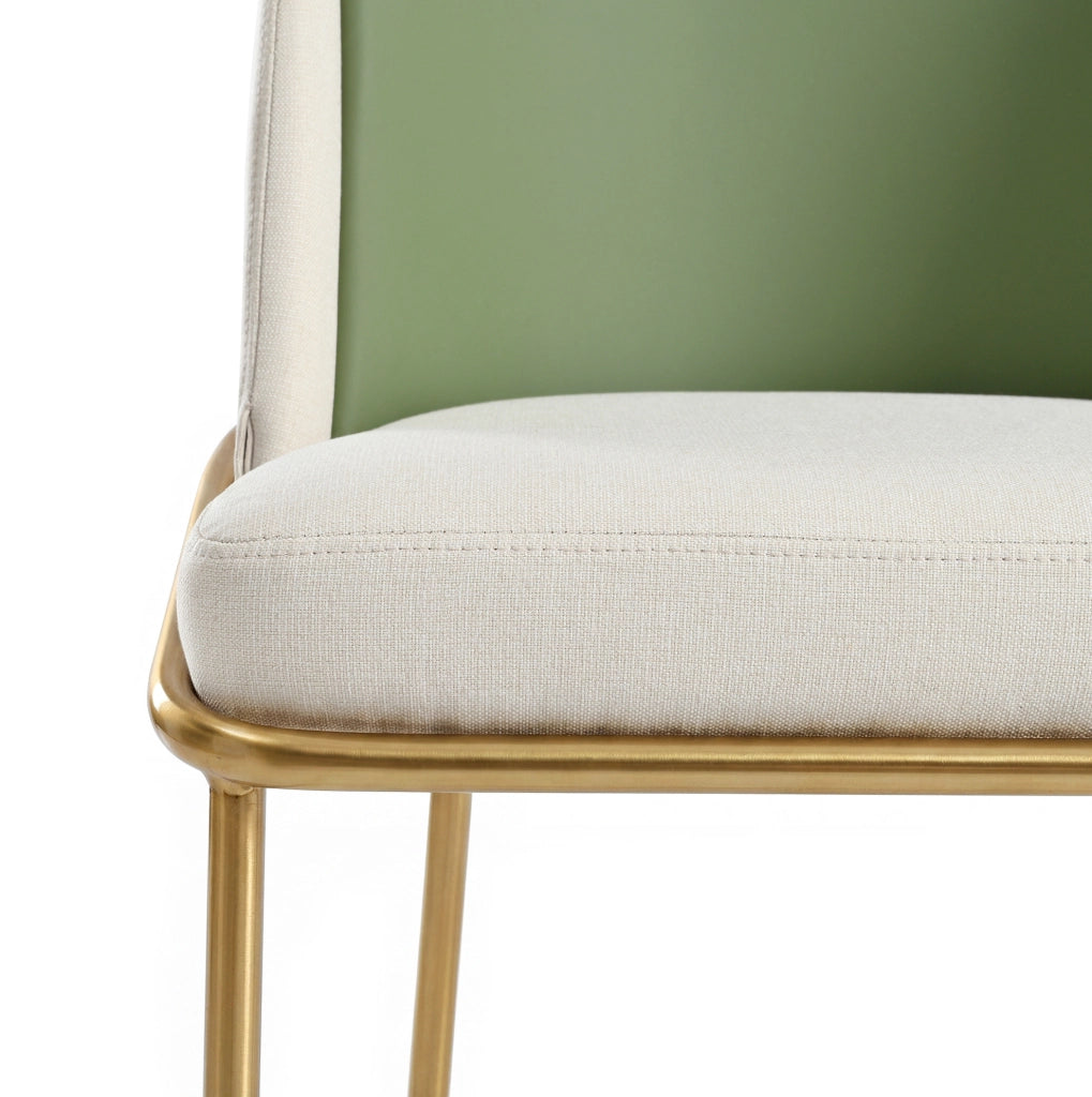 Sedia da pranzo 55x55x85 cm con design minimalista; piedini regolabili; in metallo e legno beige