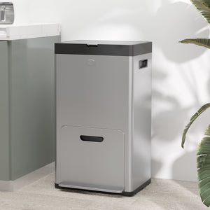 Pattumiera a Pedale 3 Sezioni da 56L 45,7x35,8x76 cm Argento