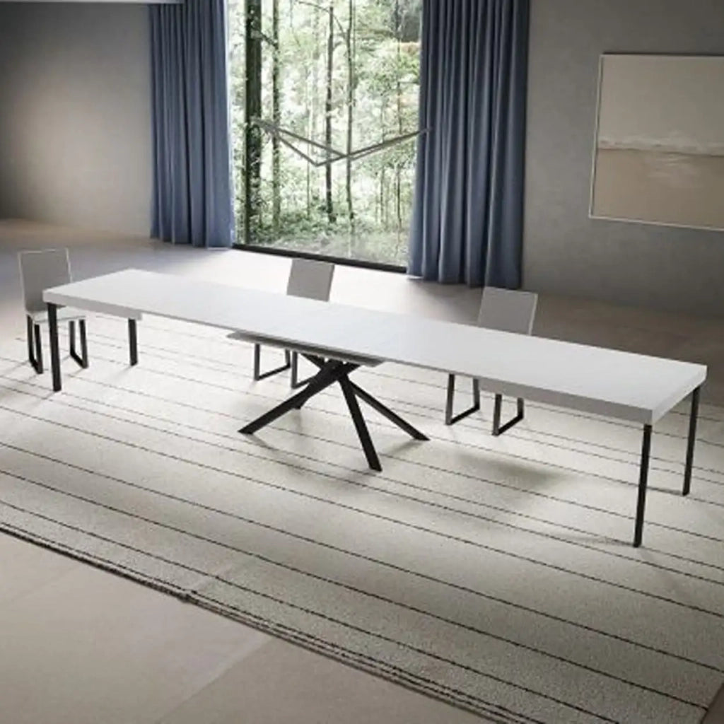 Tavolo allungabile 200/460x90 cm Niket colore bianco frassino gambe antracite