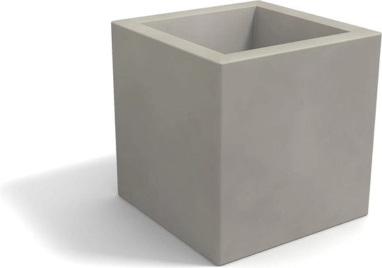 Piantina quadrata in polietilene 25 cm grigio perlatino - Importata - vaso per piante giardinaggio