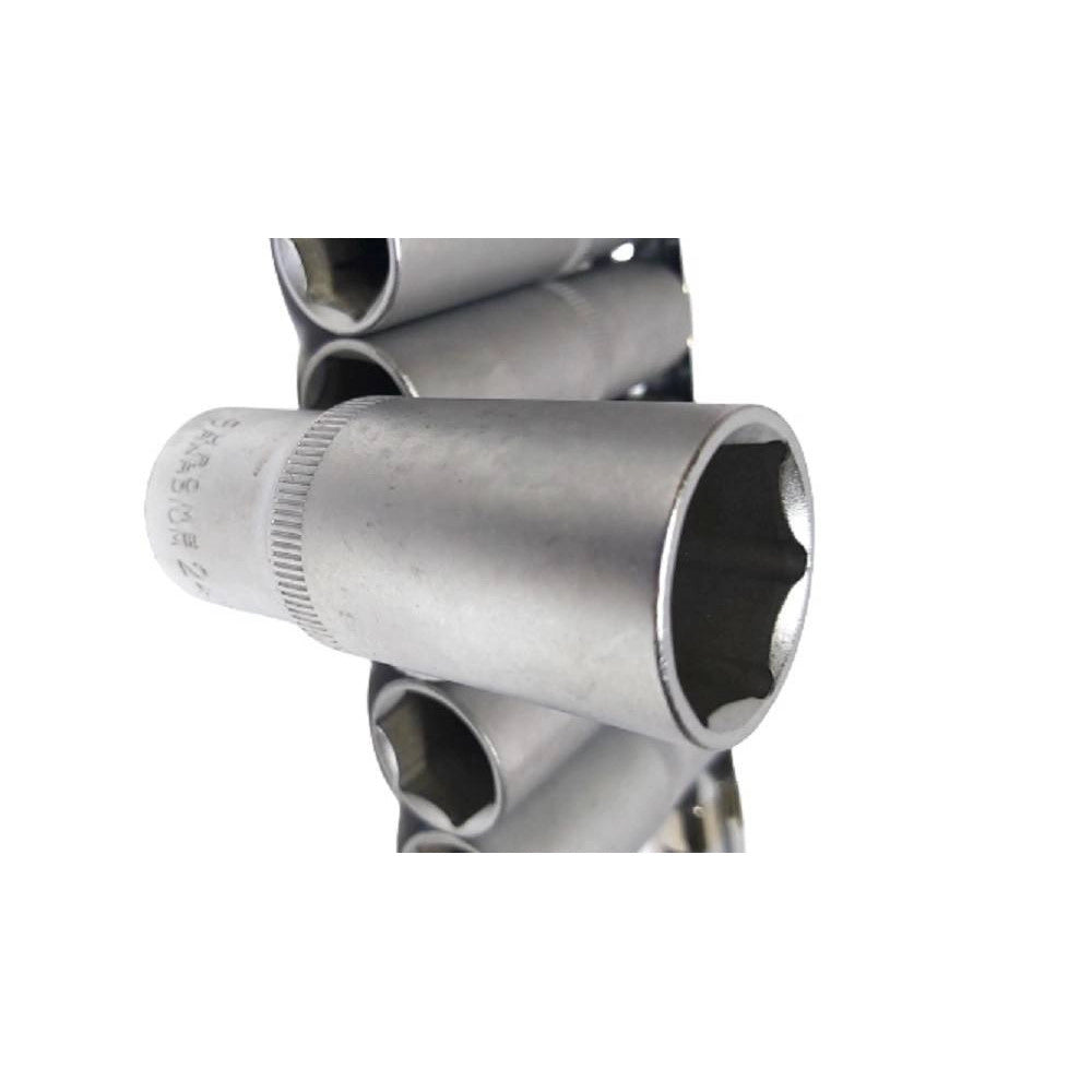 Trade Shop - Set Di Chiavi Bussola Lunghe Da 1/2 Chrome Vanadium 10 A 24 Mm 12 Pezzi Mr70253 -