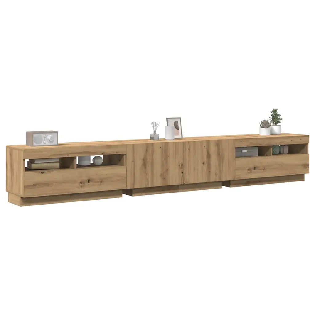 Mobile Porta TV con LED Artigianale 260x35x40 cm Multistrato 3329168