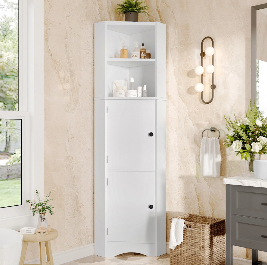 Mobile bagno triangolare in MDF bianco