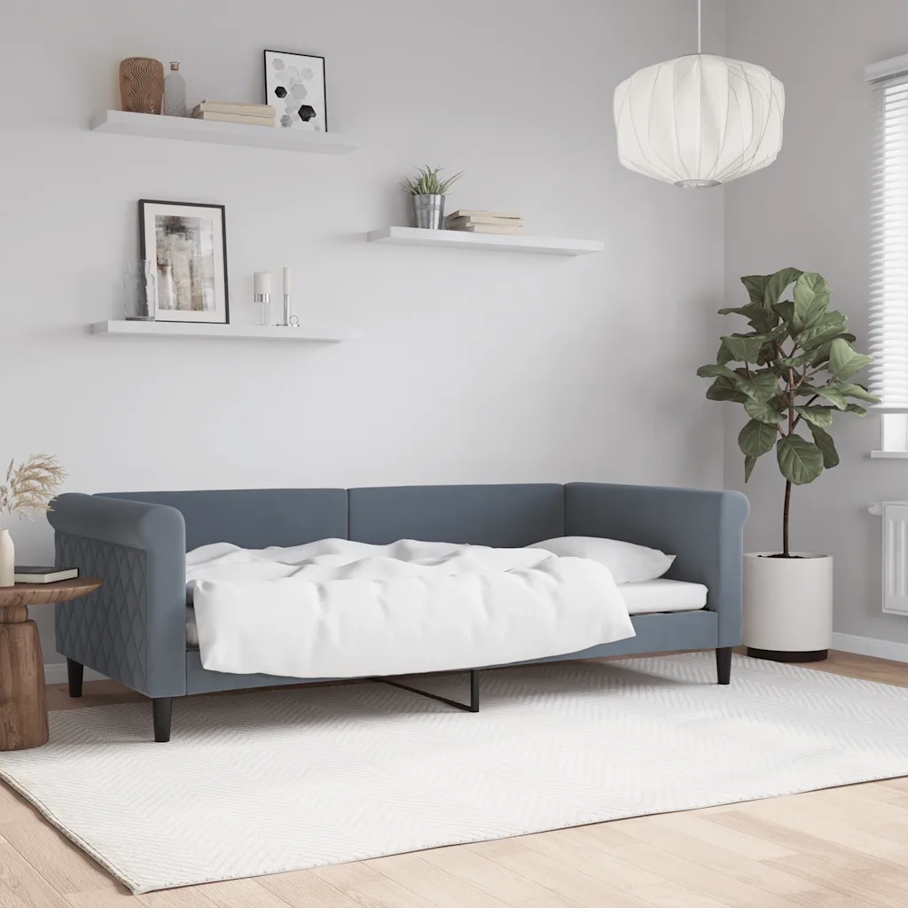 Letto singolo | Letto per adulti | Letto da Giorno Grigio Scuro 90x190 cm in Velluto