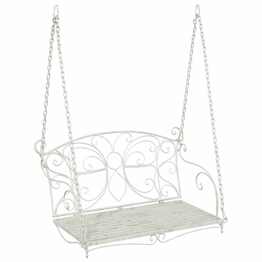 Panchina a Dondolo Acciaio 105,5 x 61 x 56 cm Bianco Antico CFW7053301