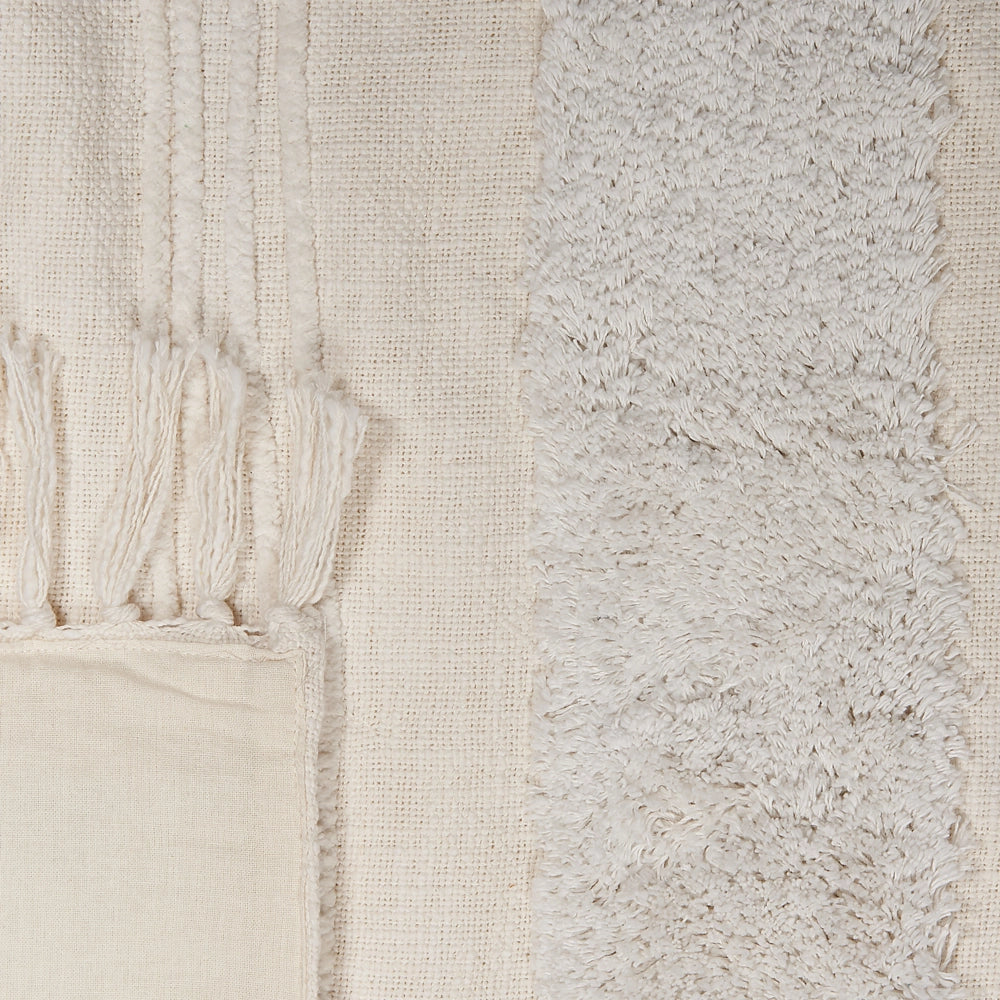 Coperta cotone beige chiaro 130 x 180 cm motivo geometri copriletto accogliente accessorio