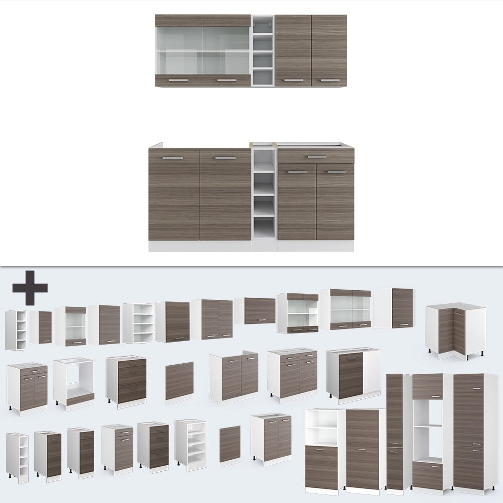 Vicco Cucina completa Grigio prezioso/bianco 160 cm , PL Marmo