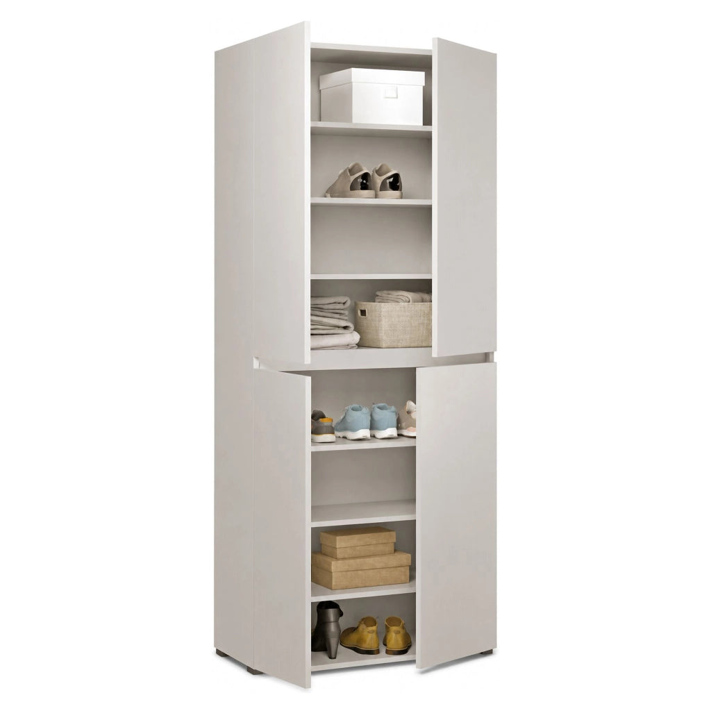Arro, Armadio Multiuso Grande 7 Ripiani Made in Italy, 80x195h cm Grigio Chiaro