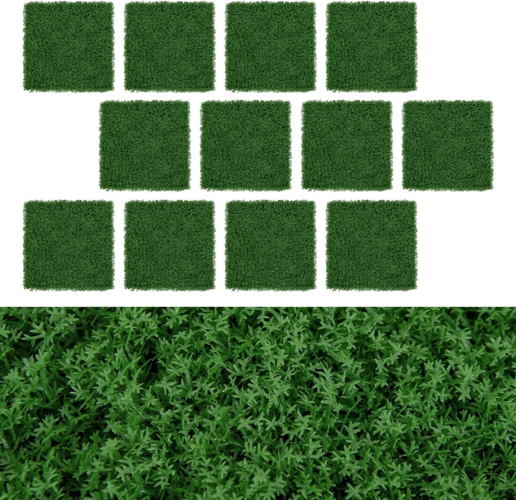 12 Pezzi di Pannelli Artificiale da Parete 50,5 x 50,5 cm, Pannelli di Muschio Perpetuo, Siepi e Recenzione Artificiale Effetto Realistico da Casa e Ufficio (Muschio perpetuo)