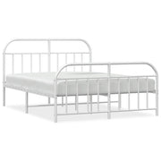 Letto matrimoniale | Letto per adulti | Giroletto con Testiera e Pediera Metallo Bianco 140x190 cm