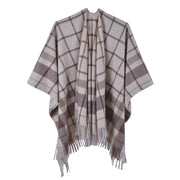 Nuova sciarpa/scialle a quadri, in cashmere double-face, con apertura a met¨¤.