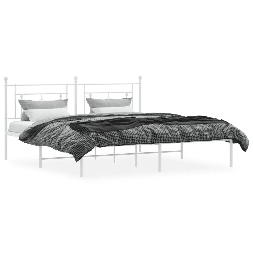 Letto matrimoniale | Letto per adulti | Giroletto con Testiera Metallo Bianco 183x213 cm