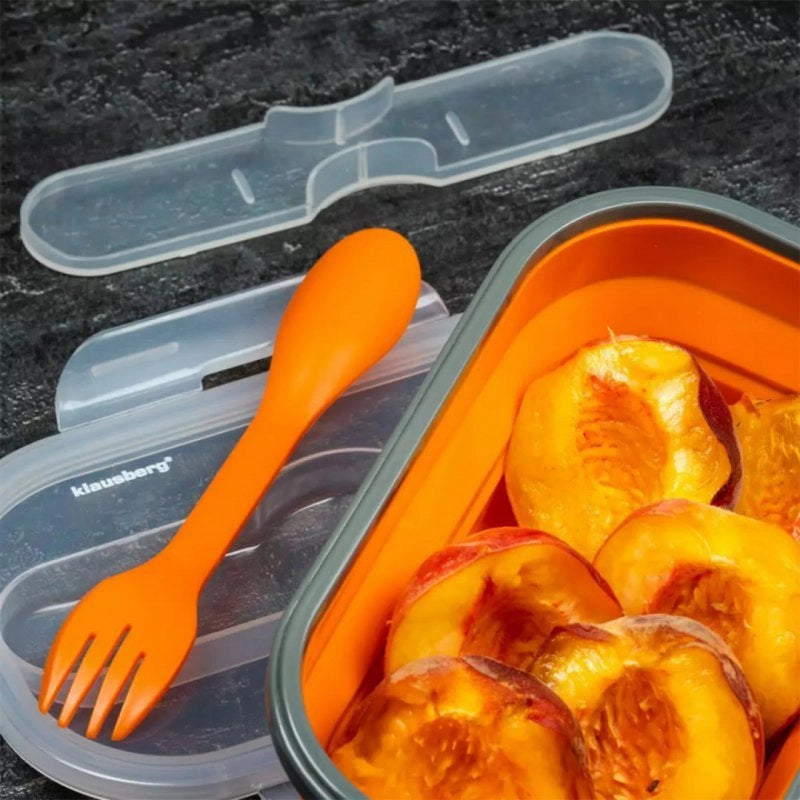 Klausberg KB-7022 Portapranzo pieghevole in silicone con posate