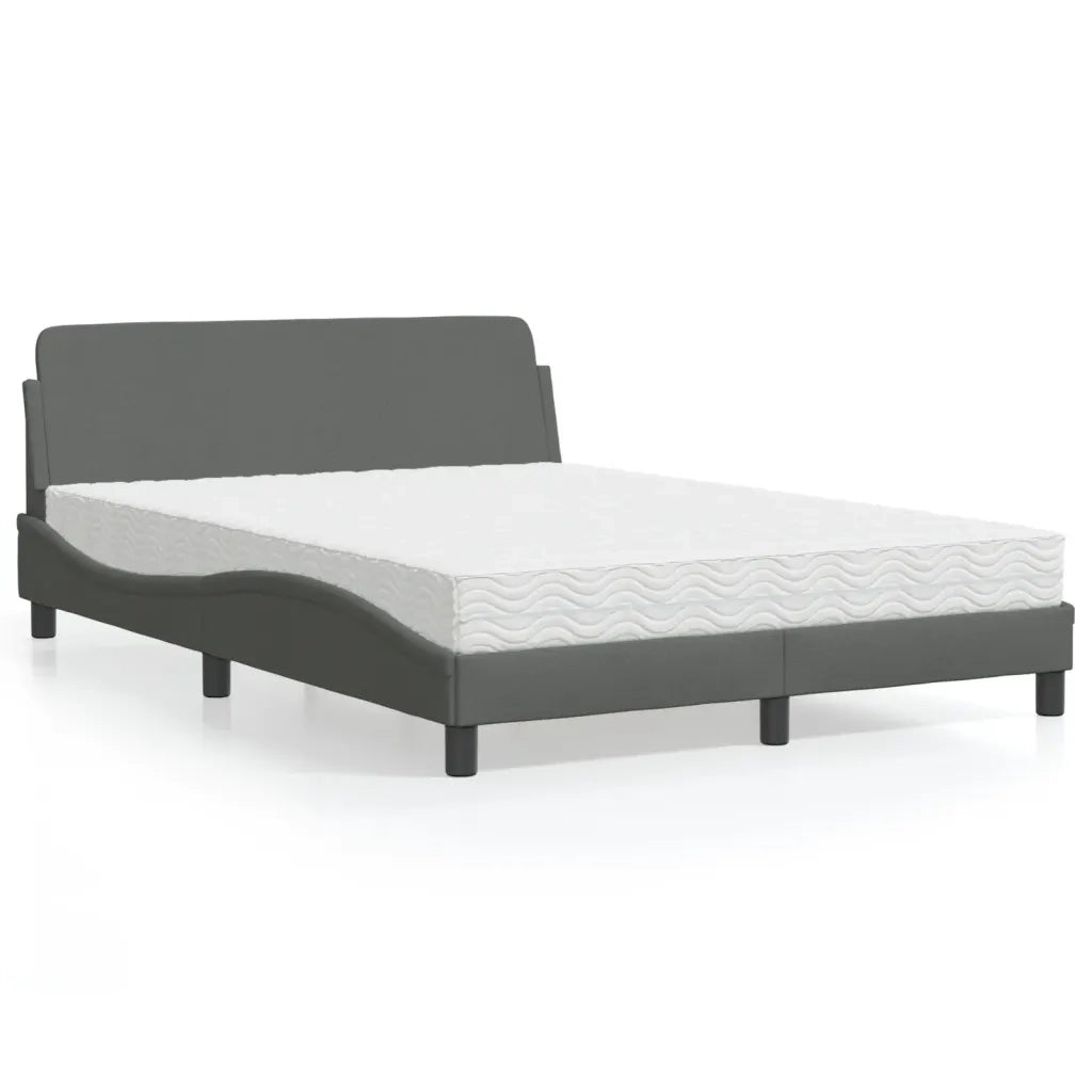 Letto con Materasso Dover Grigio Scuro 140x200cm Tessuto