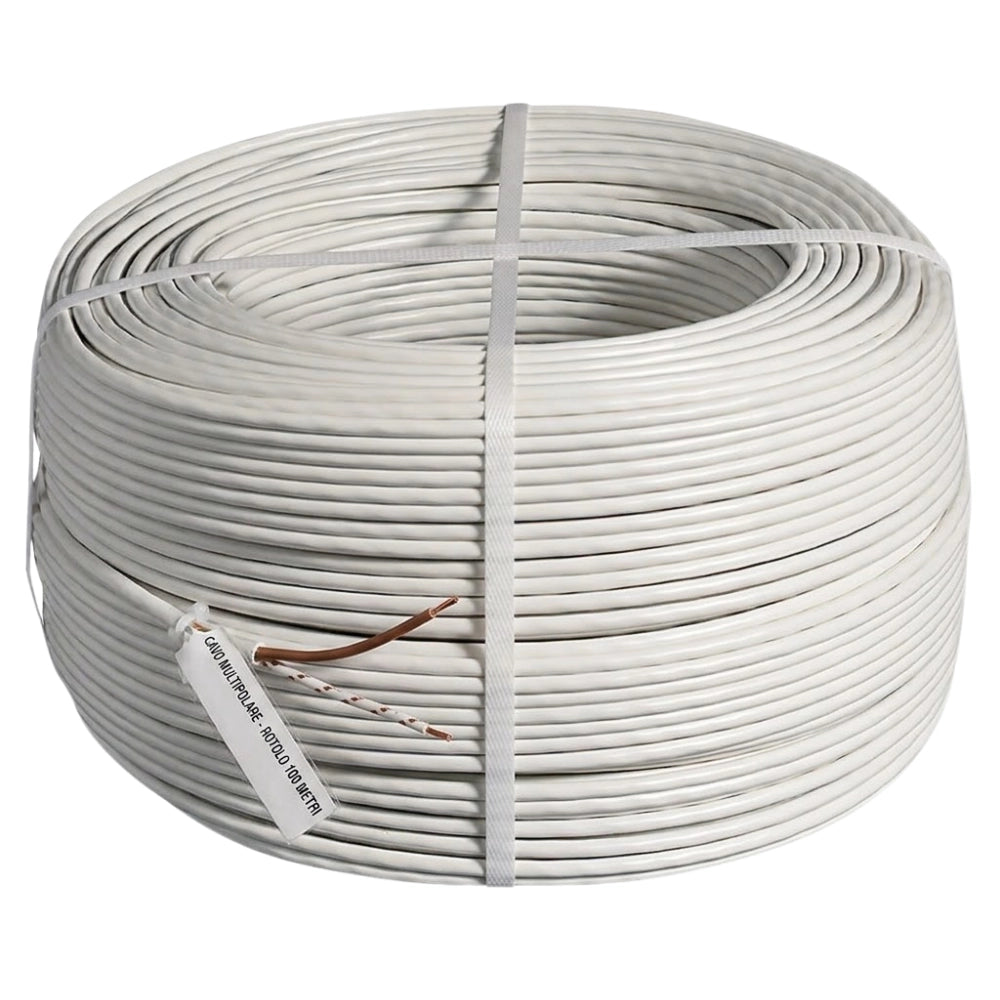 Cavo citofonico rotolo 100 metri 2 fili intrecciati isolati 2x0,50 grigio