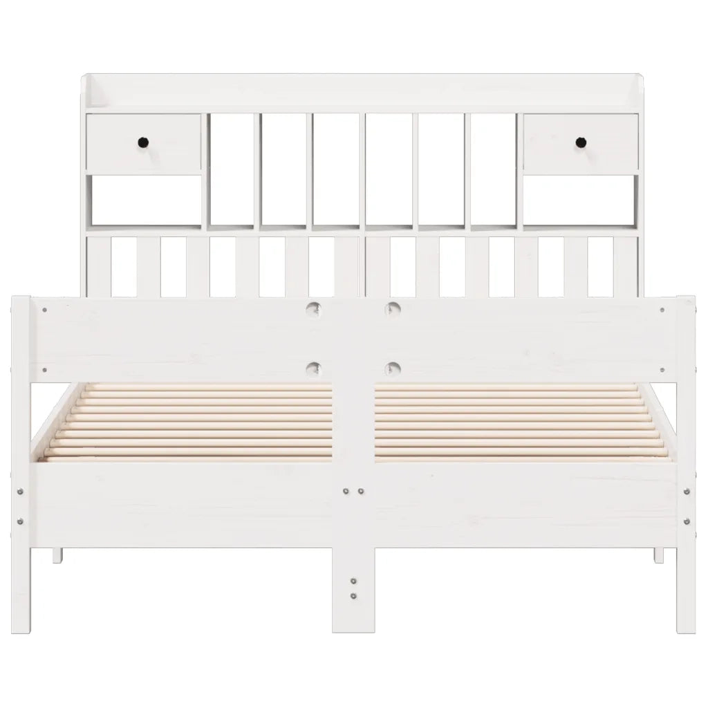 Letto matrimoniale | Letto per adulti | Letto Libreria senza Materasso Bianco 135x190 cm Legno di Pino