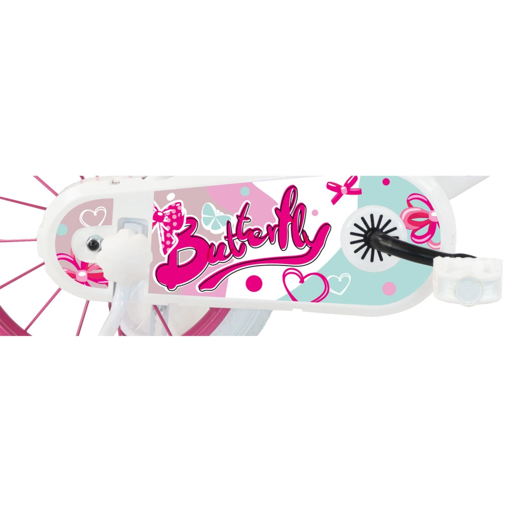 Bicicletta per Bambine 14" Butterfly Freni Caliper e Stabilizzatori in Acciaio Hi-Ten Rosa