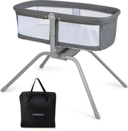 Culla Portatile - 90x48x75 cm - Con Materasso - Trasportabile - Lavabile - Grigio - Letto - Box - Camera da Letto