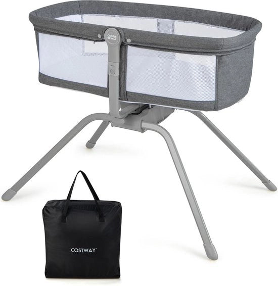 Culla Portatile - 90x48x75 cm - Con Materasso - Trasportabile - Lavabile - Grigio - Letto - Box - Camera da Letto
