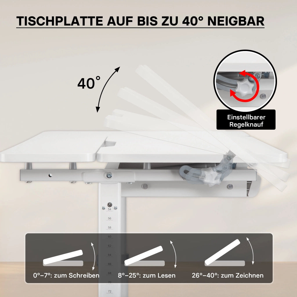 Toboli Scrivania per bambini 100x60cm regolabile in altezza e in inclinazione Con manovella