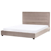 Letto matrimoniale in velluto grigio scuro 180 x 200 cm con testiera imbottita stile moderno