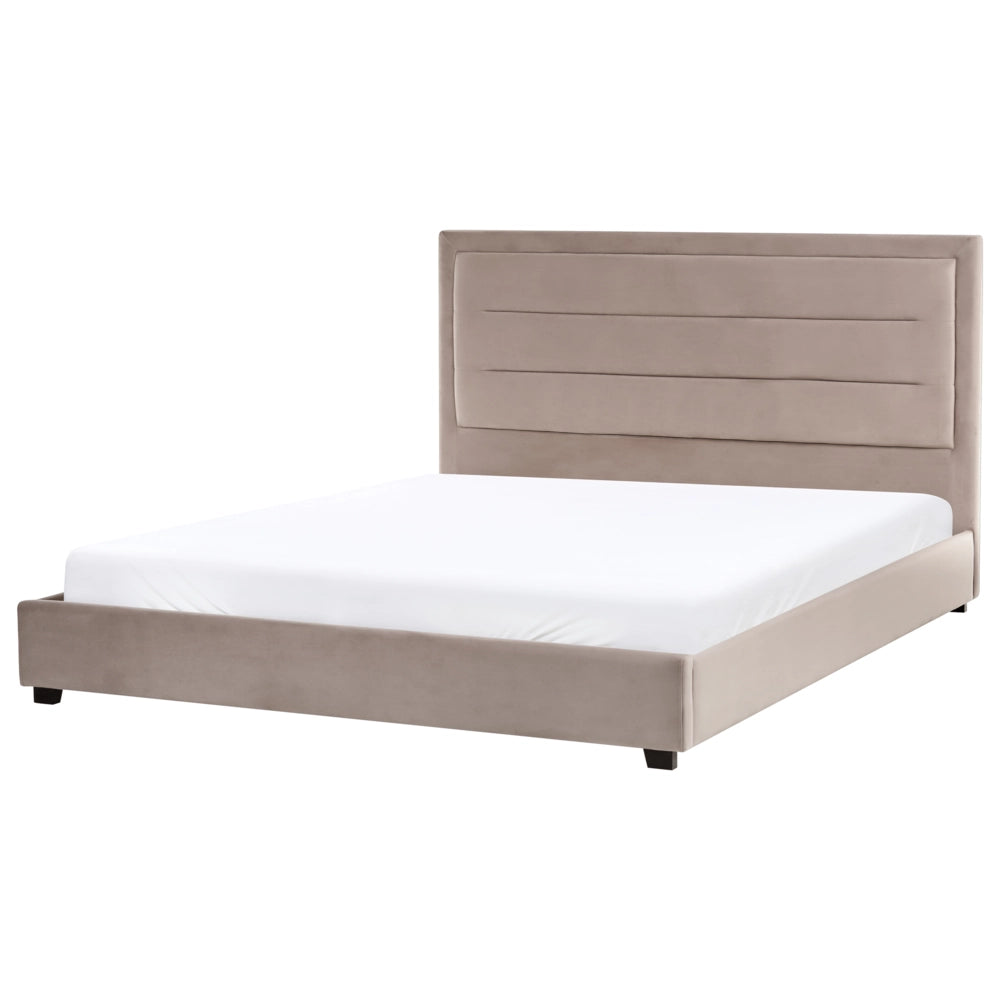Letto matrimoniale in velluto grigio scuro 180 x 200 cm con testiera imbottita stile moderno