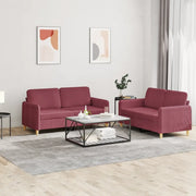 Set di Divani 2 pz con Cuscini Rosso Vino in Tessutocod mxl 131191