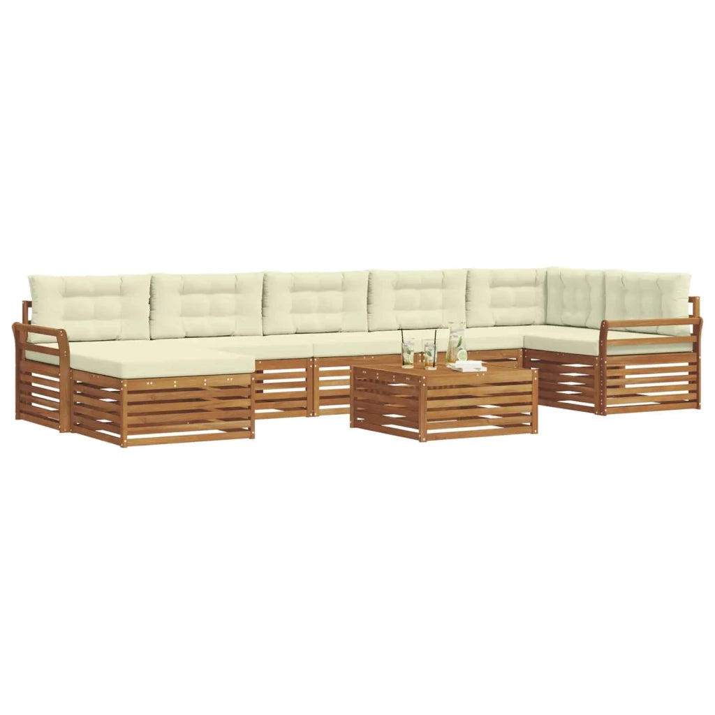 Set di divani da esterno con cuscino 8 pcs Naturale e Crema
