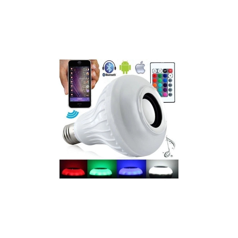 Trade Shop - Lampadina Cassa Bluetooth Colorata Led E27 Rgb Bulbo Musica Lampada Telecomando -