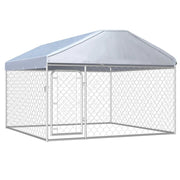 Recinto per cani da esterno con tettoia per animali 200 x 200 x 135 cm 02_0000452