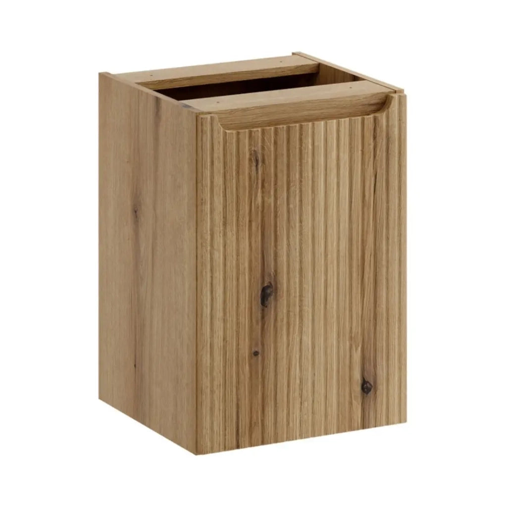 Carrello per la biancheria VANO 40 cm - mobile sospeso in rovere chiaro con anta a ribalta e ripiano