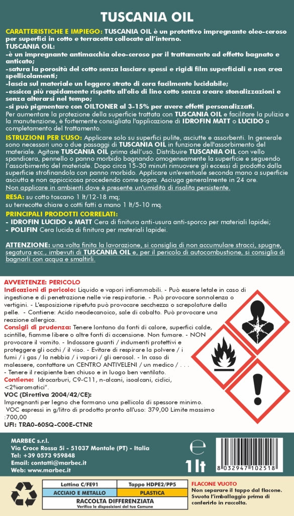 Trattamento cotto TUSCANIA OIL   1LTx6Pz