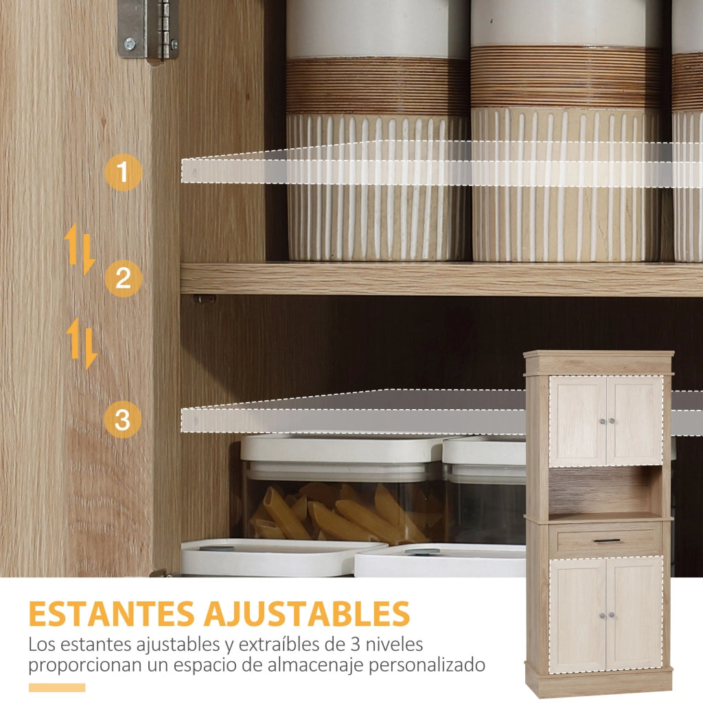 Armadio da Cucina con 4 Porte e Cassetto ¨C Zephmum ¨C 74x39,5x183 cm Roble