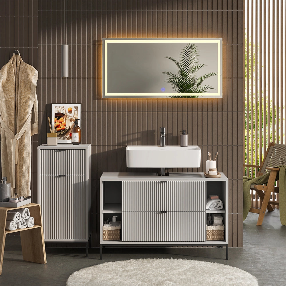 Vicco Set di mobili da bagno Grigio 3 parti
