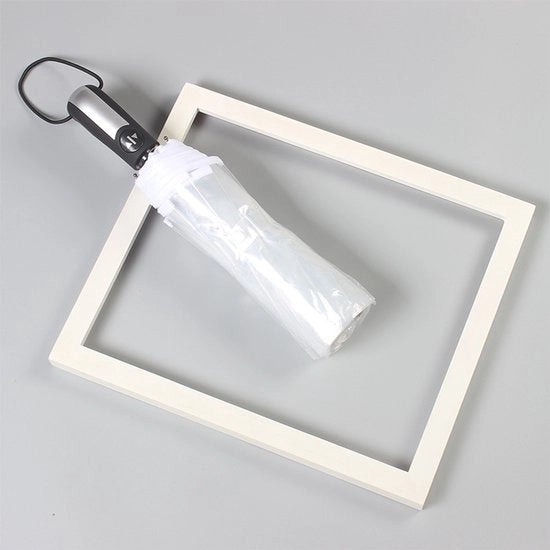 Parasole automatico extra grande, bianco trasparente con 10 alberi che si apre e si chiude automaticamente.