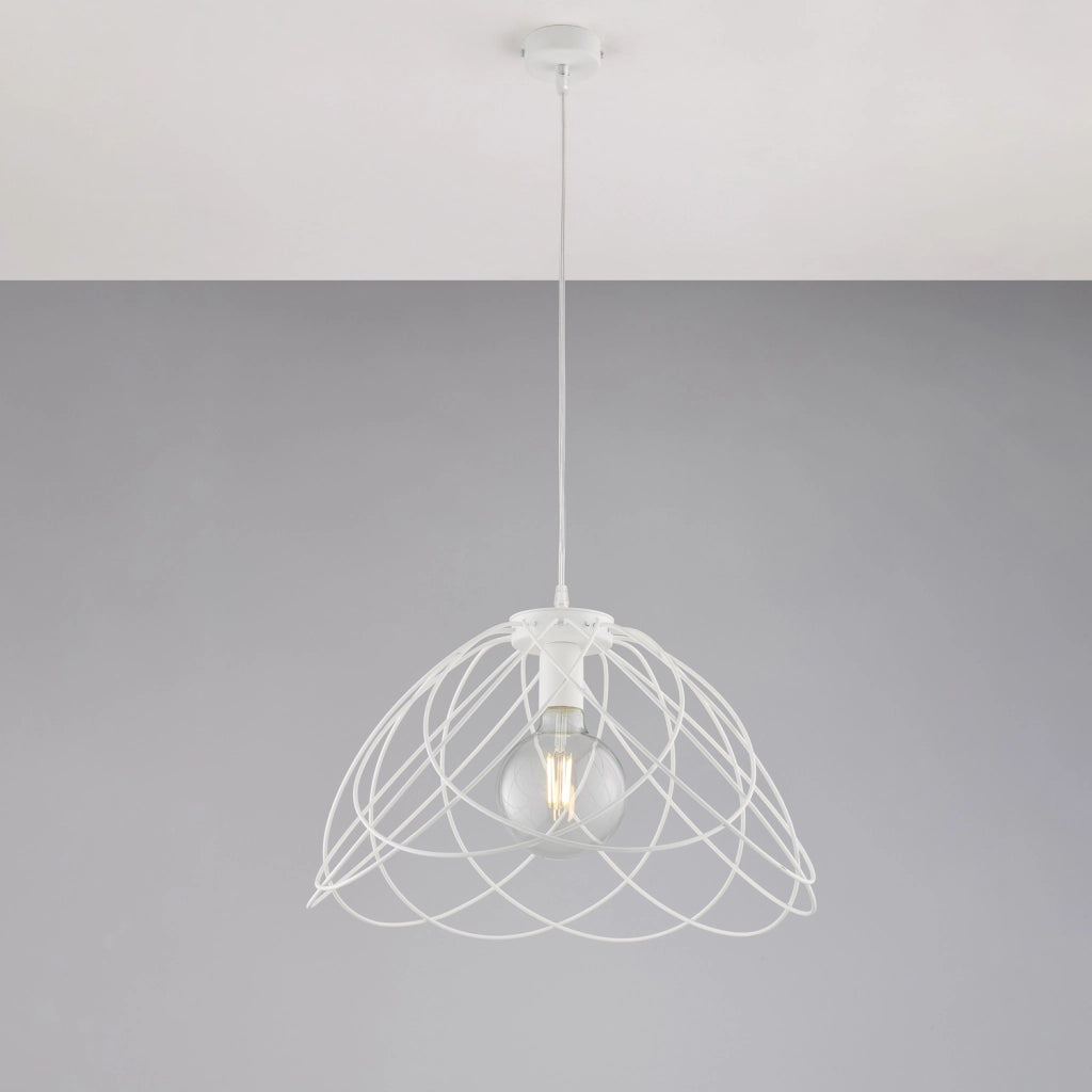 Sospensione Moderna 1 Luce Pagoda In Ferro Laccato Bianco