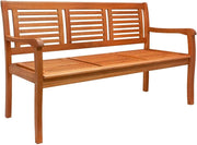 Panchina da giardino Bologna in Legno di Eucalipto Resistente 153x60x90cm Portata 480kg Panca da Esterno 3 Posti