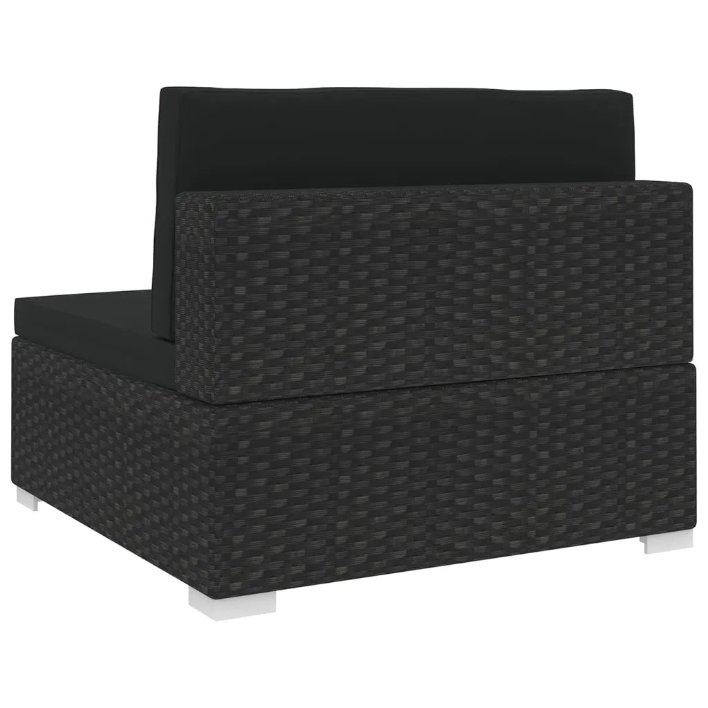 Seduta Centrale Modulare 1 pz con Cuscini in Polyrattan Nero 46796