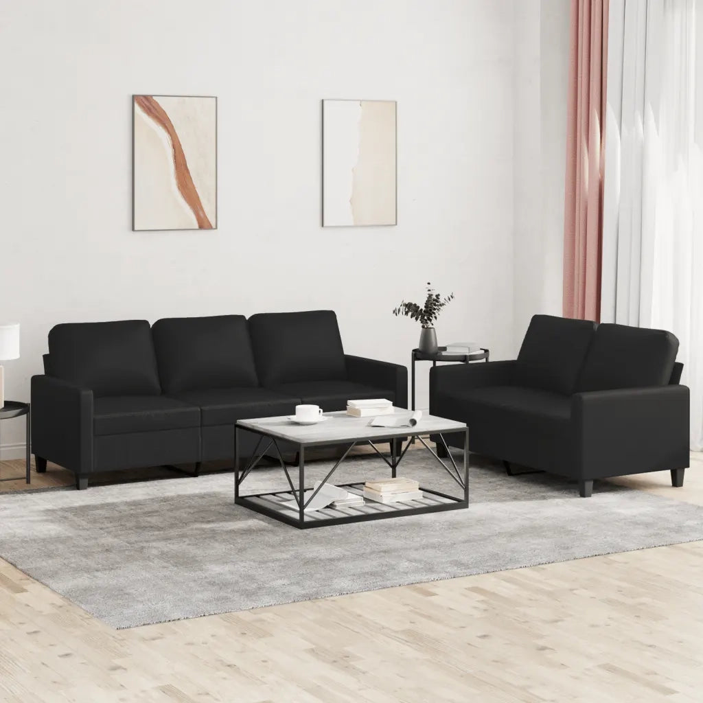 Set di Divani 2 pz con Cuscini Nero in Similpellecod mxl 131709