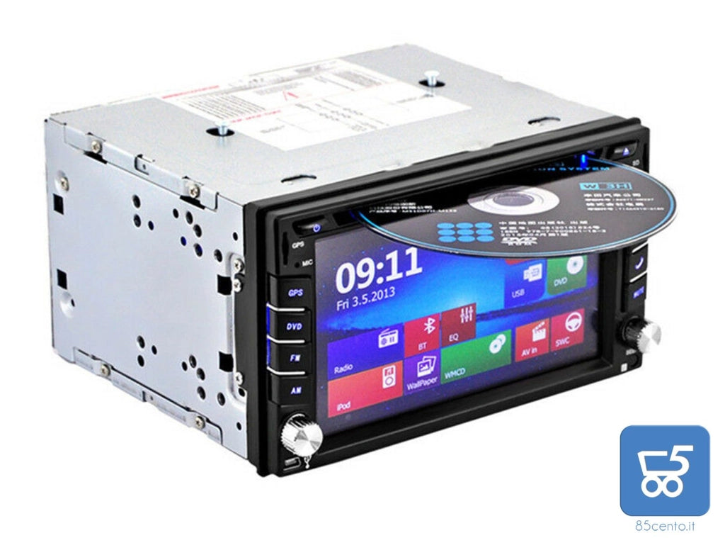 Autoradio 2din HD 16:9 Bluetooth 7" a Colori GPS Navigatore Stereo DVD CD Player