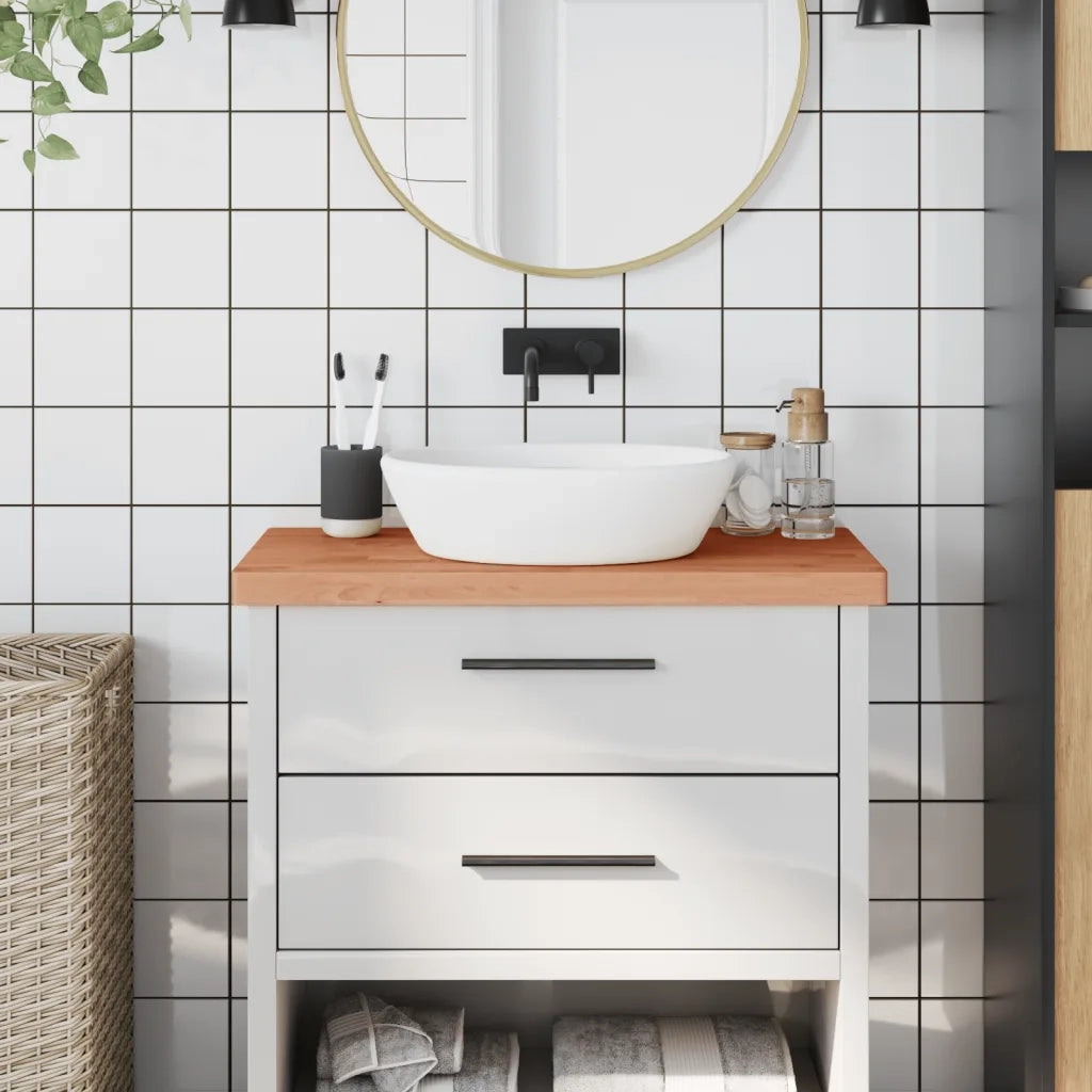 Piano Bagno 80x40x4 cm Legno Massello di Faggio CFW7601433