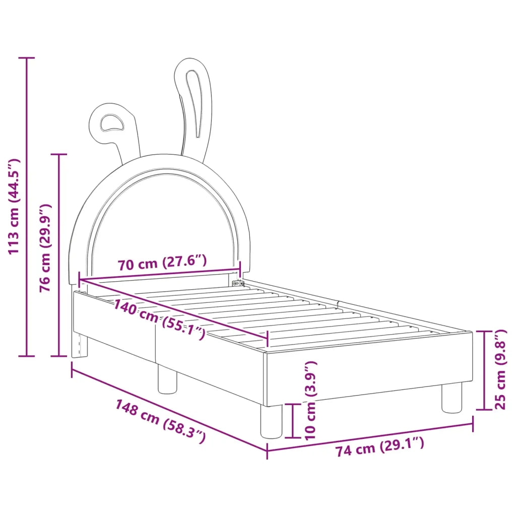Letto singolo | Letto per adulti | Struttura letto per bambini con testata Grigio Chiaro PU