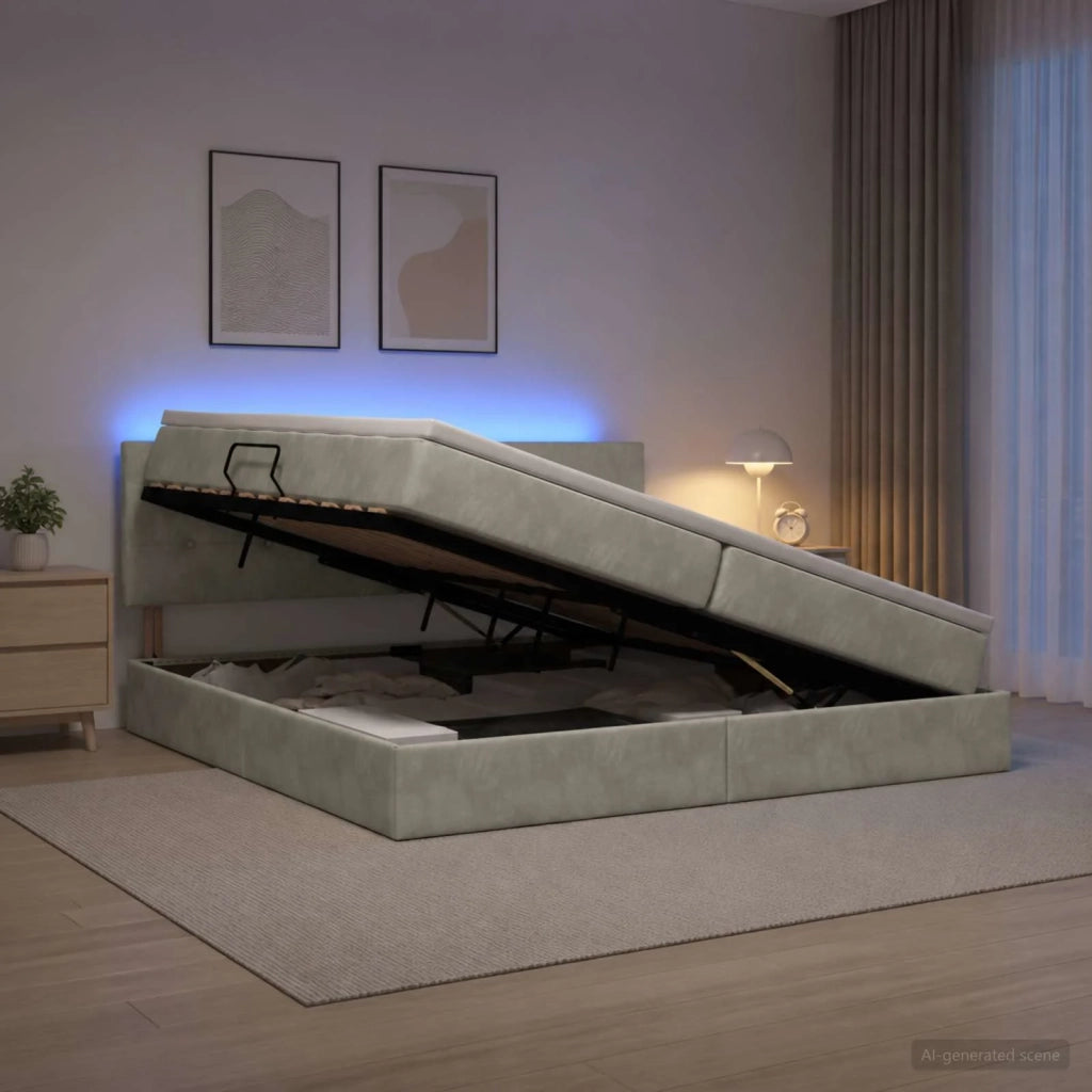Letto con contenitore LED e materasso Grigio Chiaro 3459270